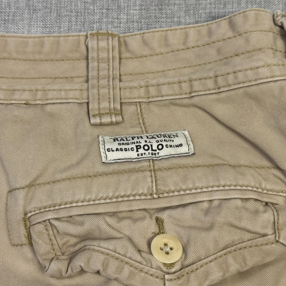 Polo Ralph Lauren Cargo Shorts Mens 38 Beige Canvas Military 10